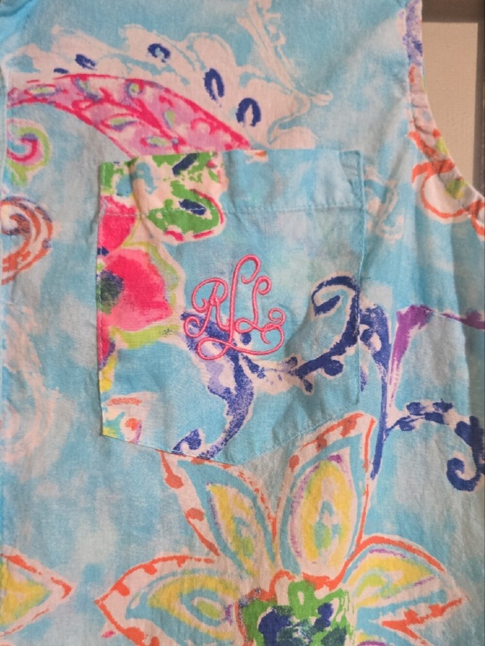 #31. Lauren Ralph Sleeveless Cotton Button-front Sleepshirt. - Picture 4 of 6